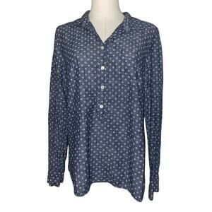 J. CREW Denim Chambray Blue Button Up Long Sleeve Shirt Sz 10 100% Cotton